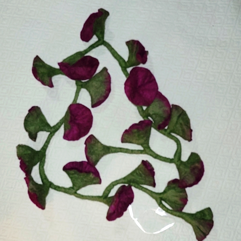 Floral scarf - purple and green wool